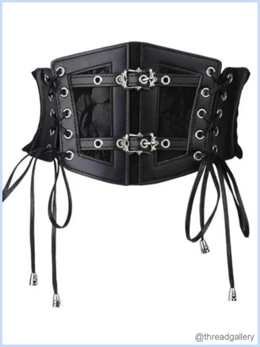 Women's Elastic Corset Belt Lace-Up Wide PU Leather Vintage Waspie